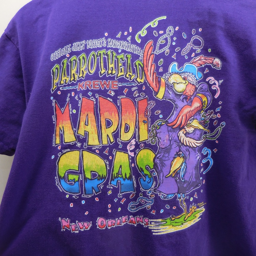 Jimmy Buffett Margaritaville Parrothead Krewe Mardi GrasOrleans‎ Shirt Purple M